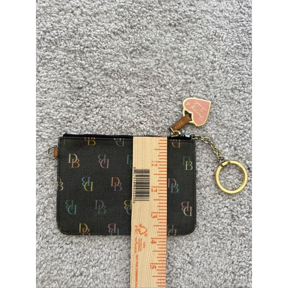 Dooney & Bourke Rainbow Monogram and Zipper Signature Coin Purse Key Pink Heart